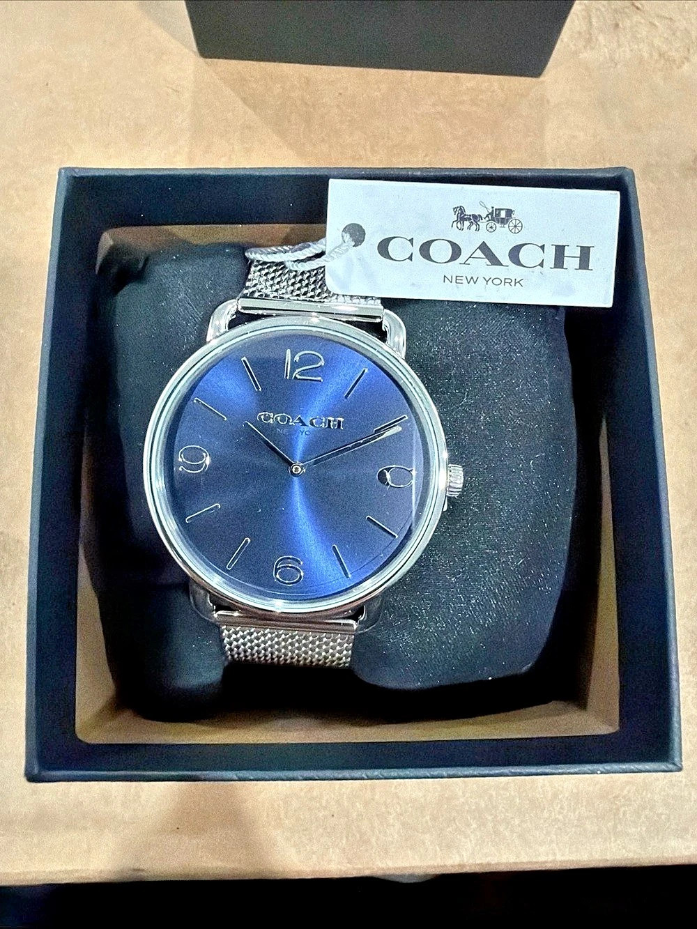 COACH ELLIOT Men's Watch Blue Quartz Movement, Water Resistant, Silver, NWT